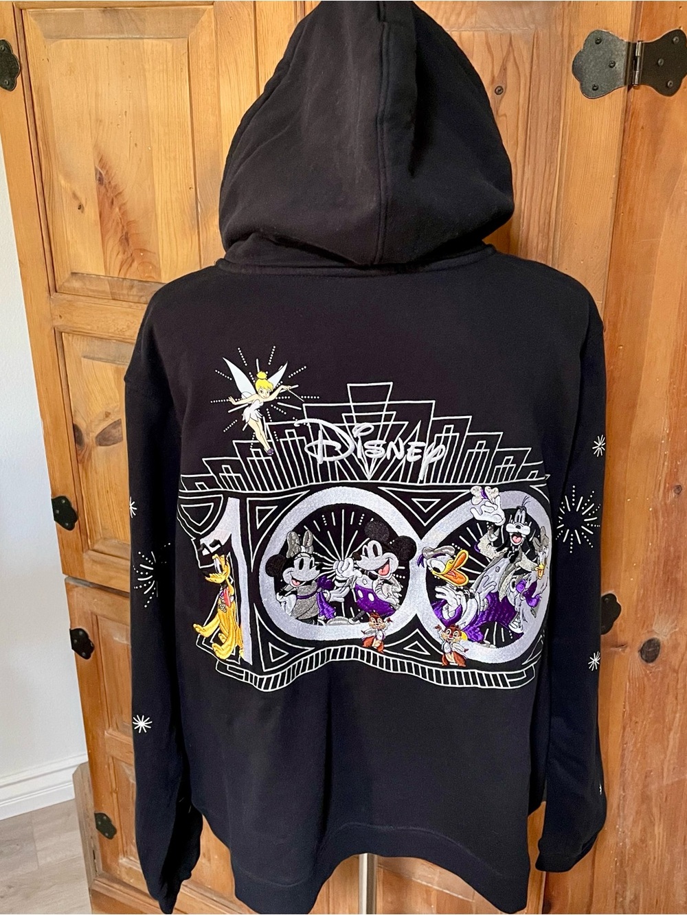 Disney 100th Anniversary Embroidered Black Hoodie Jacket